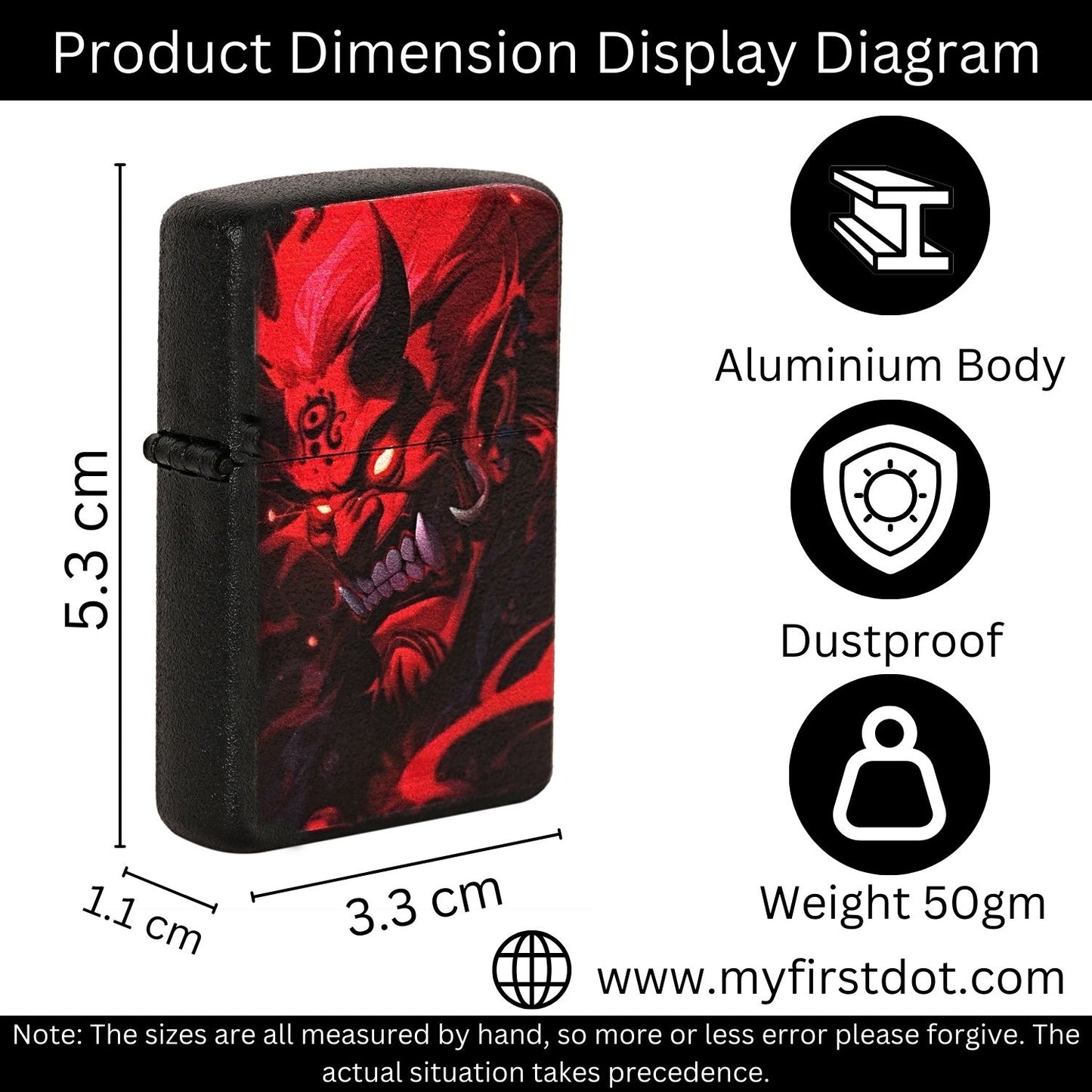 First Dot Hannya Demon Luxury Windproof Lighter Gift for Men - Pocket Lighter