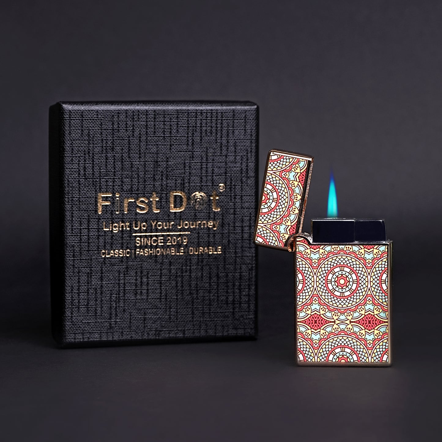 First Dot Mandala Art Luxury Windproof Lighter Gift for Men - Pocket Lighter