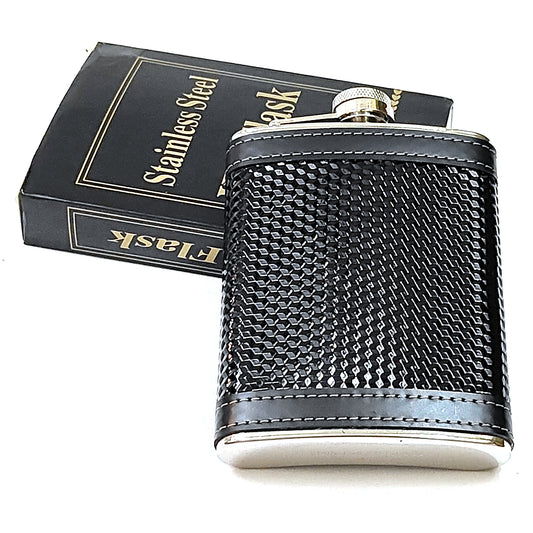 Premium Woven PU Leather Pocket Stainless Steel Hip Flask – Gift for Men | First Dot