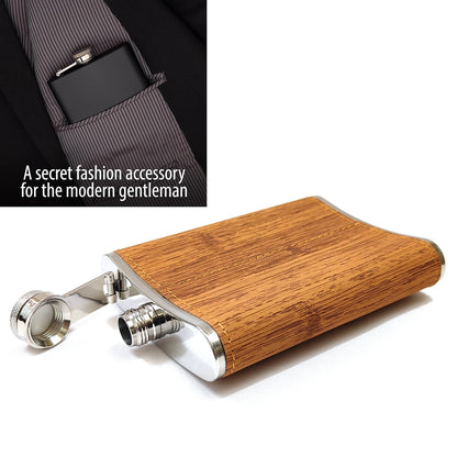 Premium Wood Pattern Pocket Stainless Steel Hip Flask – Gift for Men | First Dot