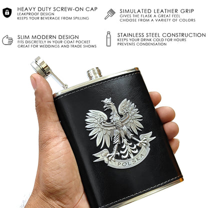 Poland Polish Eagle Premium Pocket Stainless Steel Hip Flask – Gift for Men | First Dot