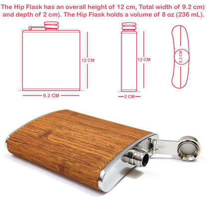 Premium Wood Pattern Pocket Stainless Steel Hip Flask – Gift for Men | First Dot