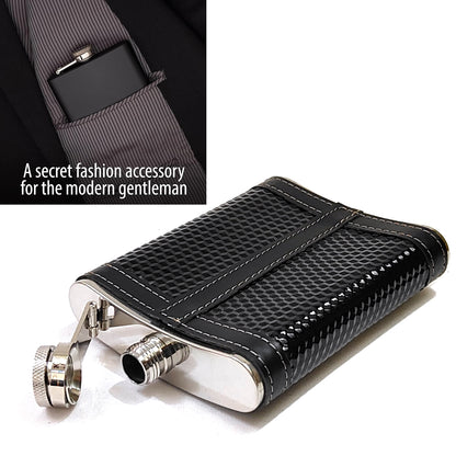 Premium Woven PU Leather Pocket Stainless Steel Hip Flask – Gift for Men | First Dot