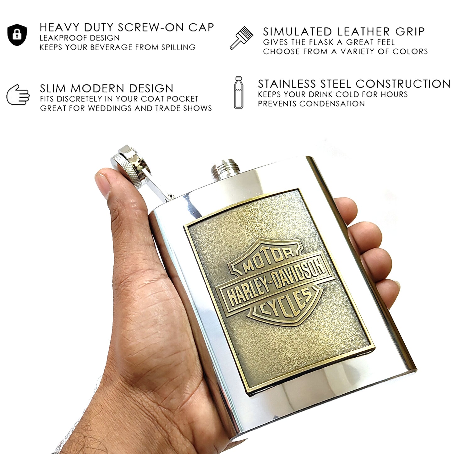 Harley Davidson Premium Pocket Stainless Steel Hip Flask – Gift for Men | First Dot