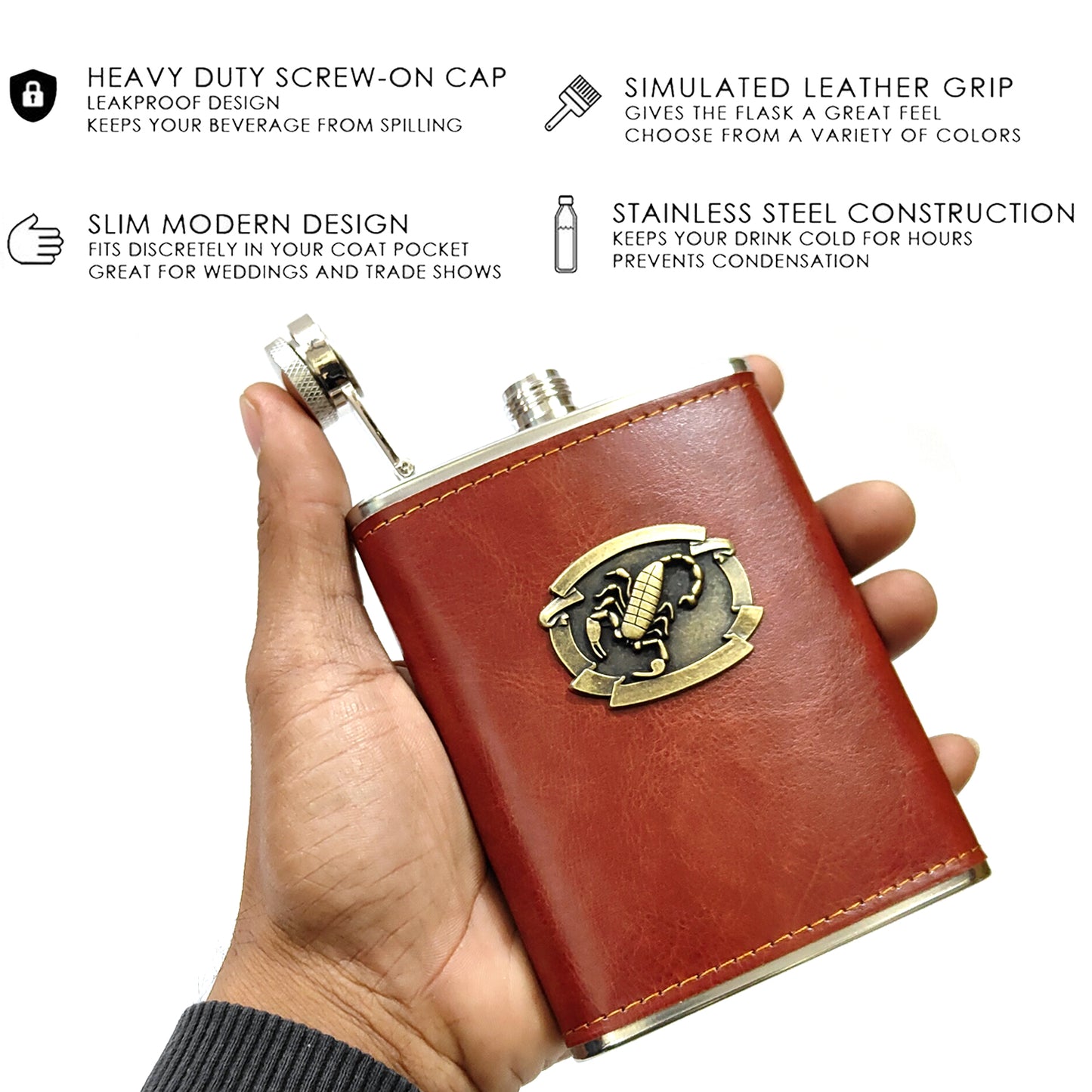 Liquo Embossed Premium Pocket Stainless Steel Hip Flask – Gift for Men | First Dot