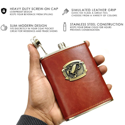 Liquo Embossed Premium Pocket Stainless Steel Hip Flask – Gift for Men | First Dot