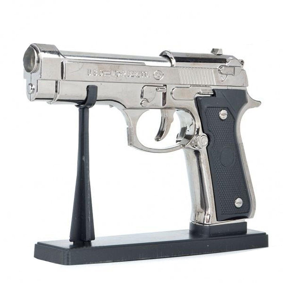 9MM Big Gun-Shaped Refillable Cigarette Lighter with Stand | Windproof Jet Flame | First Dot