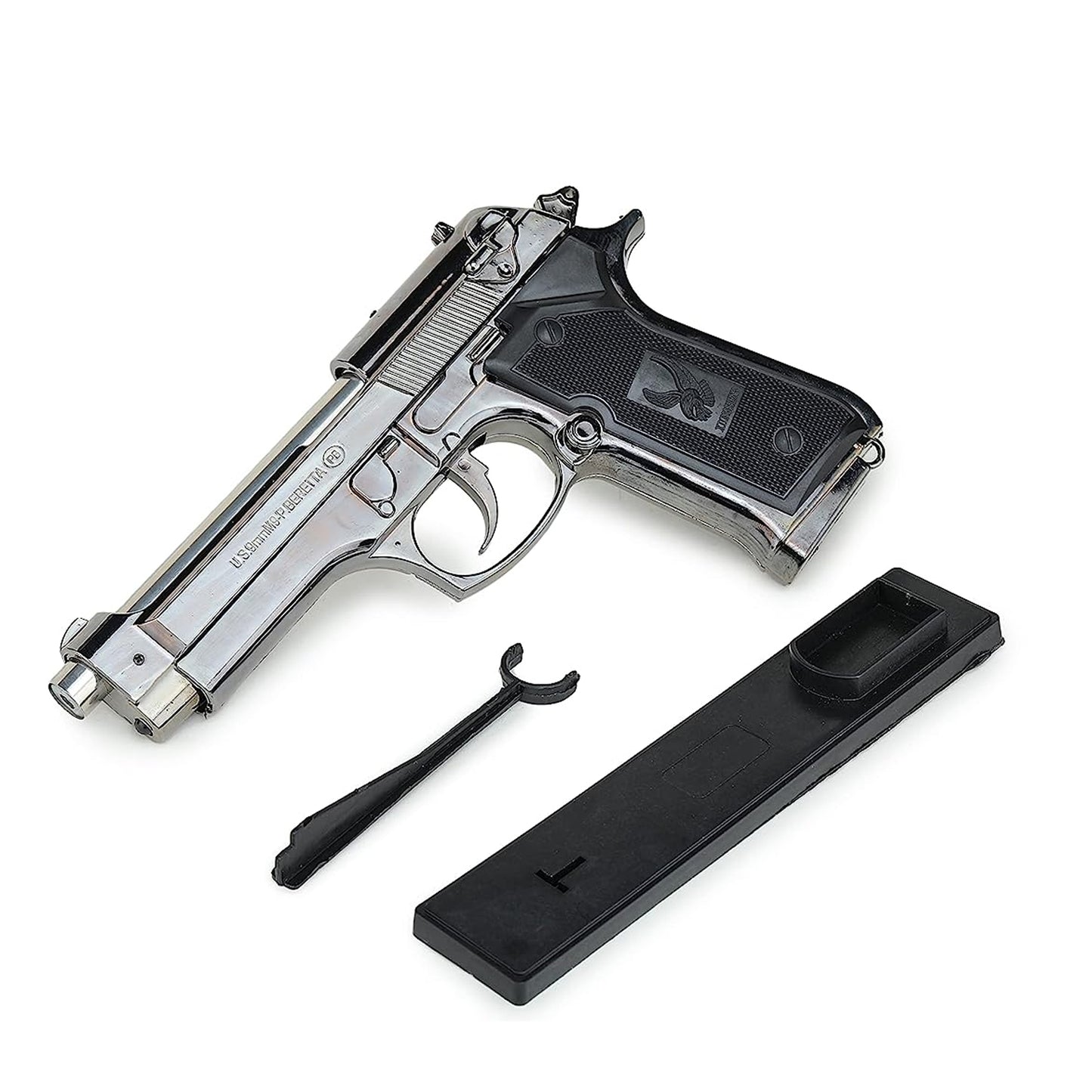 9MM Big Gun-Shaped Refillable Cigarette Lighter with Stand | Windproof Jet Flame | First Dot