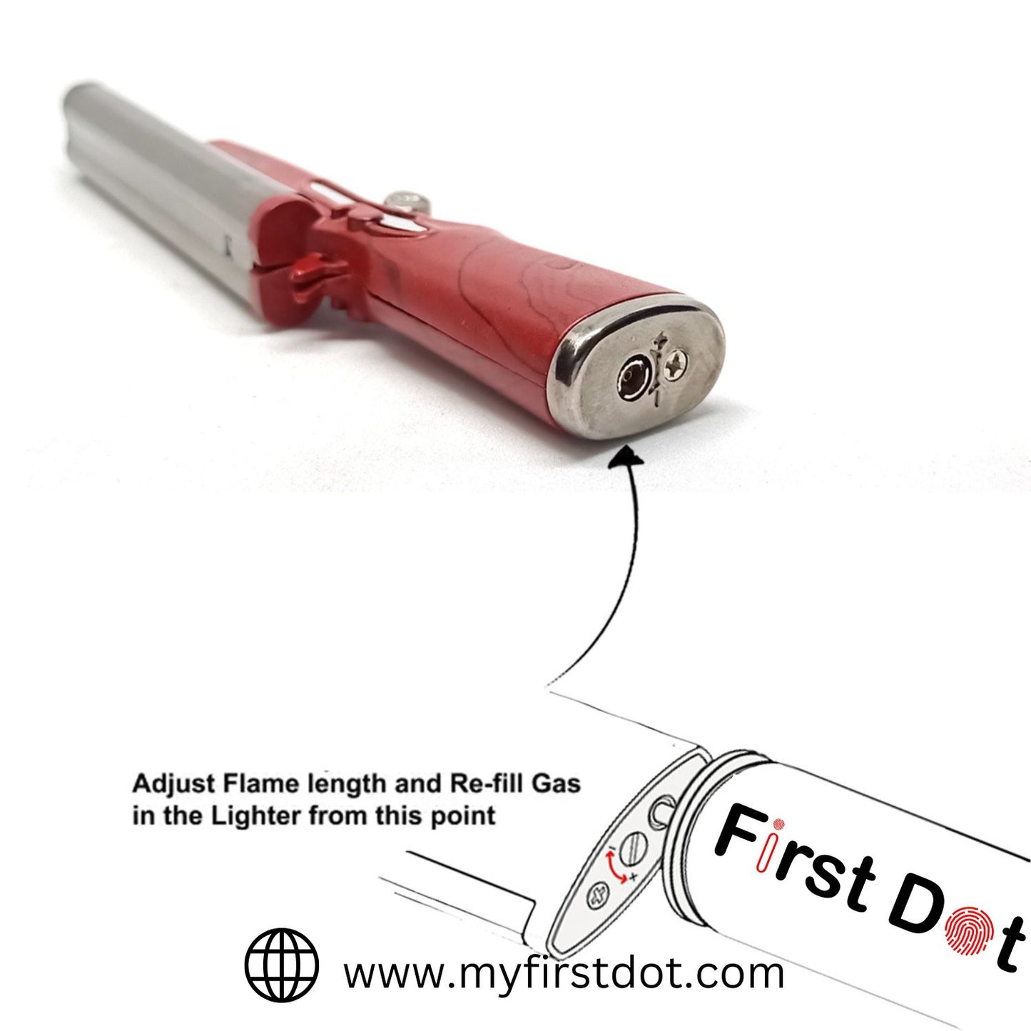 Double Barrel Red Gun Lighter | Windproof, Refillable | First Dot