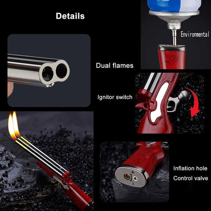 Double Barrel Red Gun Lighter | Windproof, Refillable | First Dot