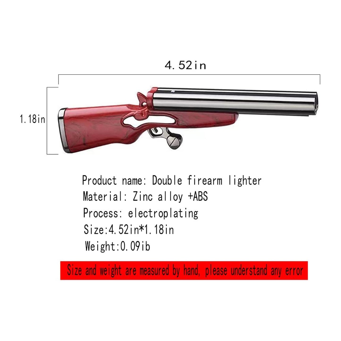 Double Barrel Red Gun Lighter | Windproof, Refillable | First Dot