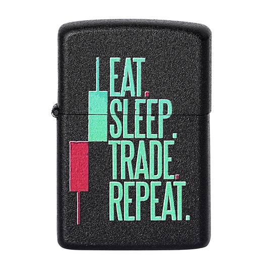 First Dot Eat Sleep Trade Repeat Candle Luxury Windproof Lighter Gift for Men - Pocket Lighter