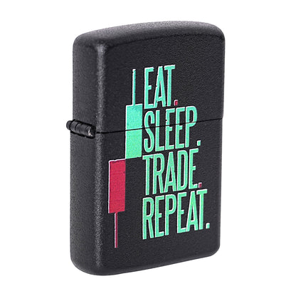 First Dot Eat Sleep Trade Repeat Candle Luxury Windproof Lighter Gift for Men - Pocket Lighter