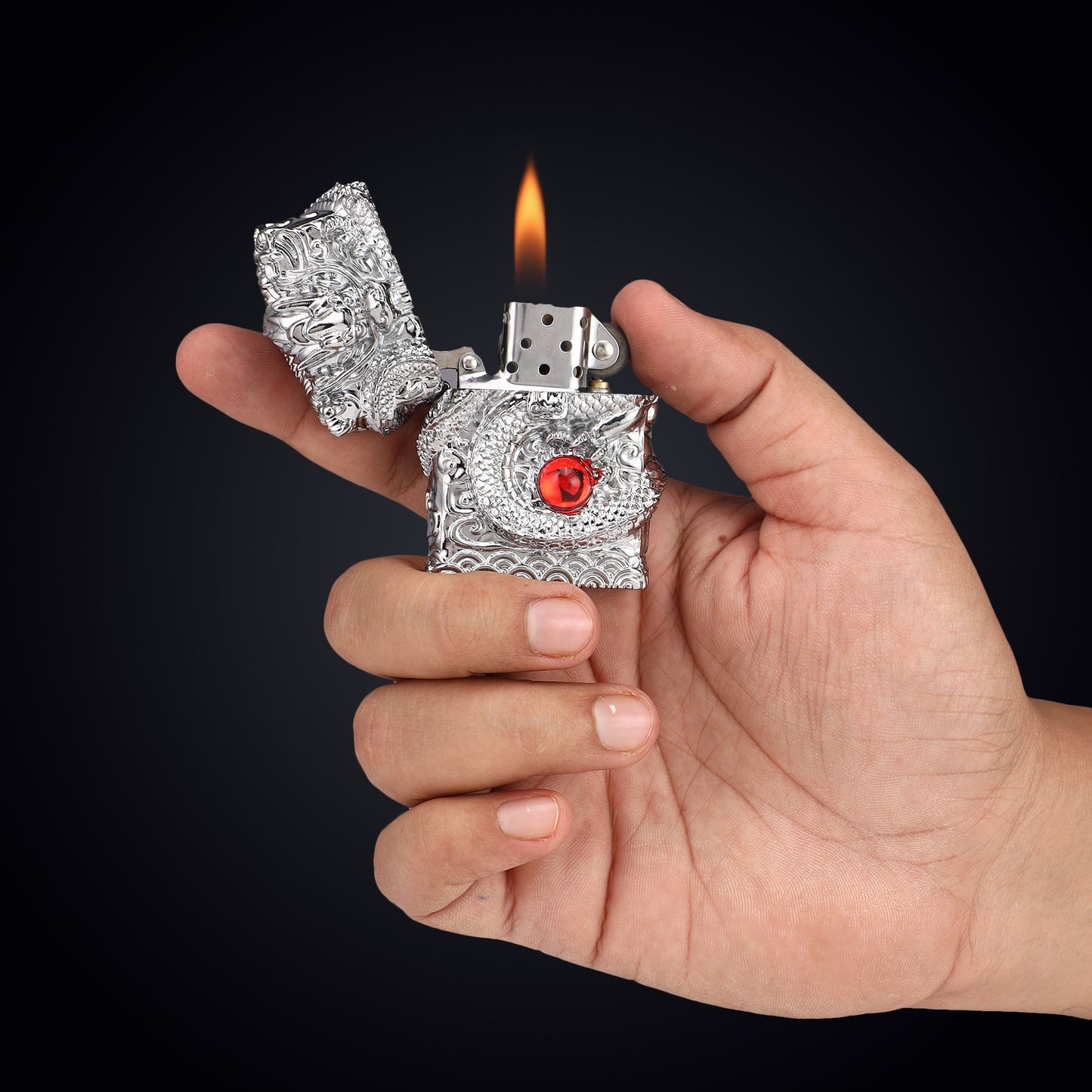 Soft Flame Dragon Lighter | Grinding Wheel, Refillable | First Dot