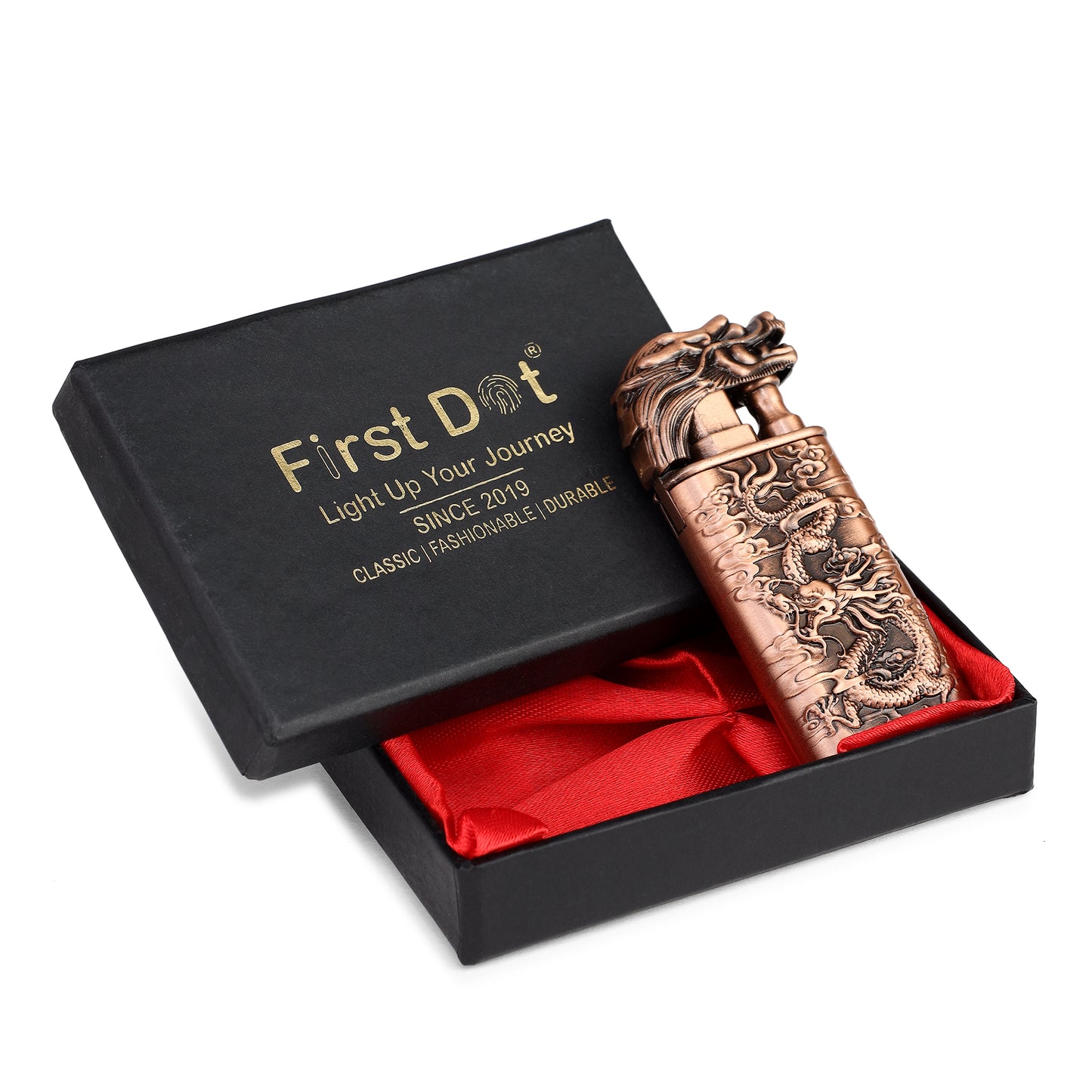 First Dot Dragon Double Flame Luxury Windproof Lighter Gift for Men - Pocket Lighter