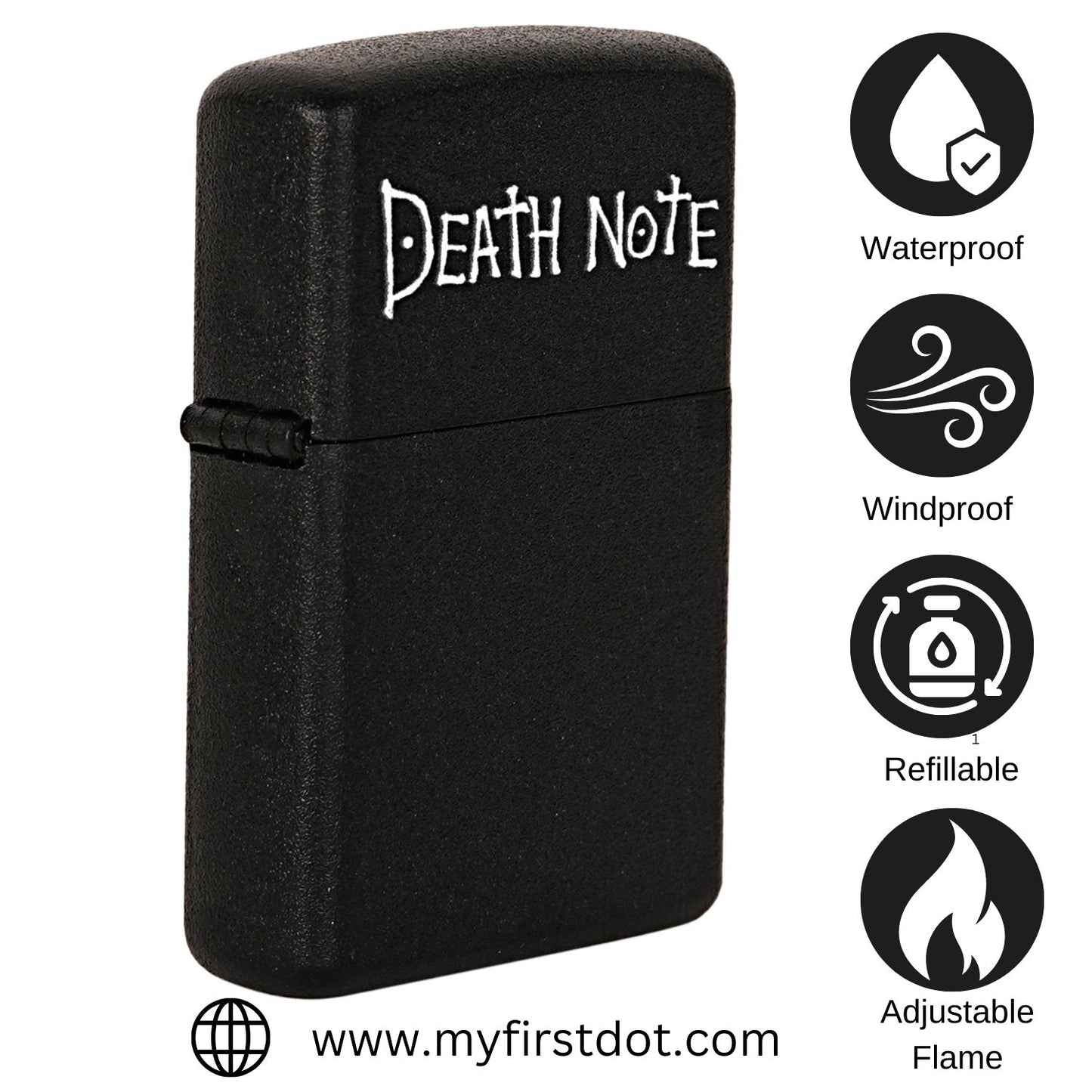 First Dot Death Note Skull Luxury Windproof Lighter Gift for Men - Pocket Lighter