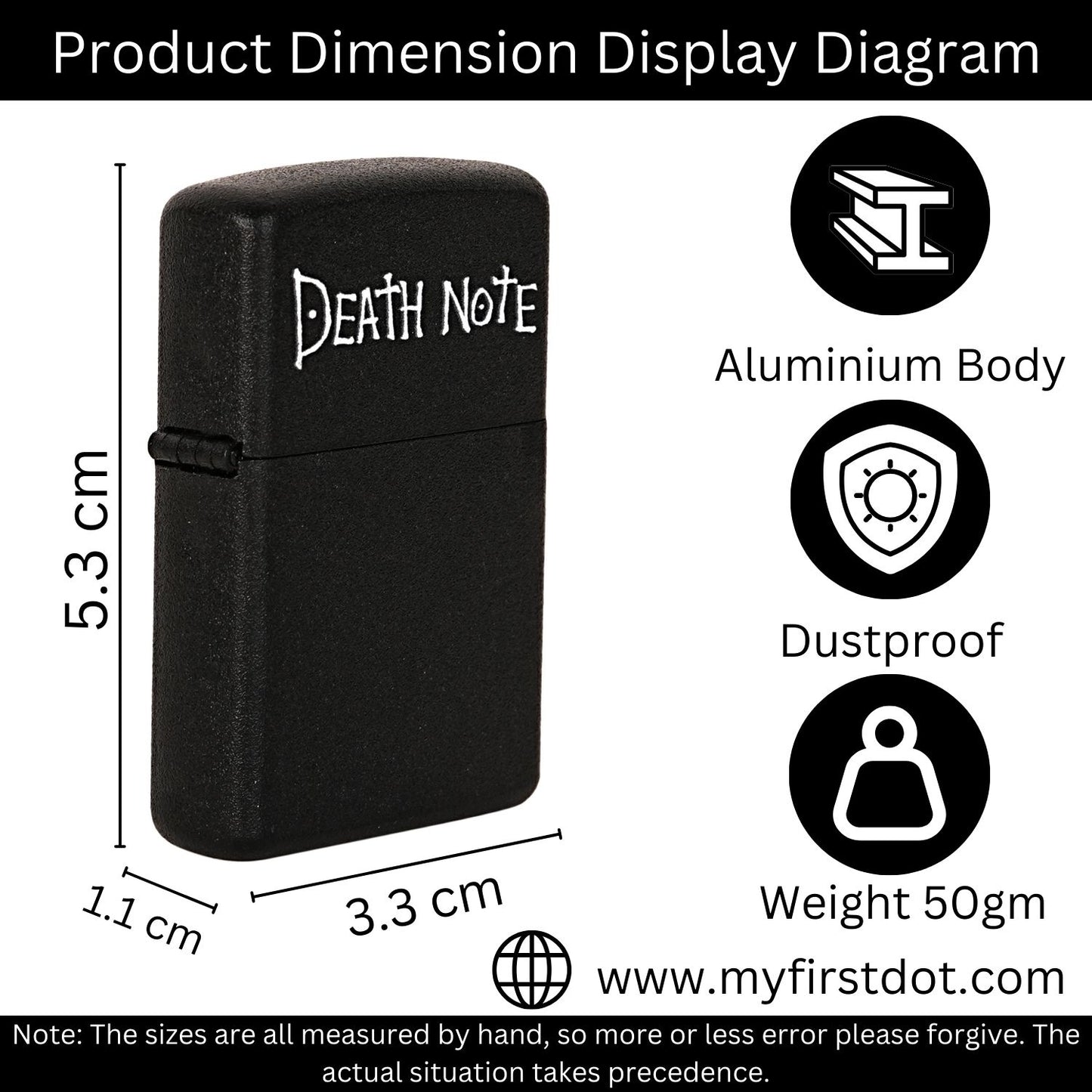 First Dot Death Note Skull Luxury Windproof Lighter Gift for Men - Pocket Lighter