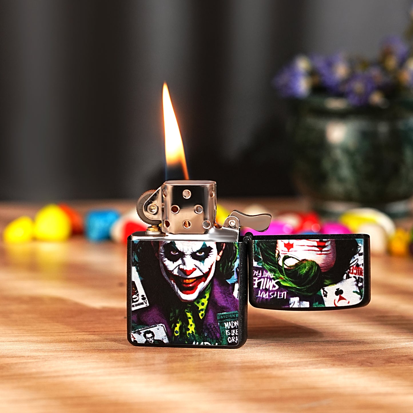 First Dot Joker Luxury Windproof Lighter Gift for Men - Pocket Lighter