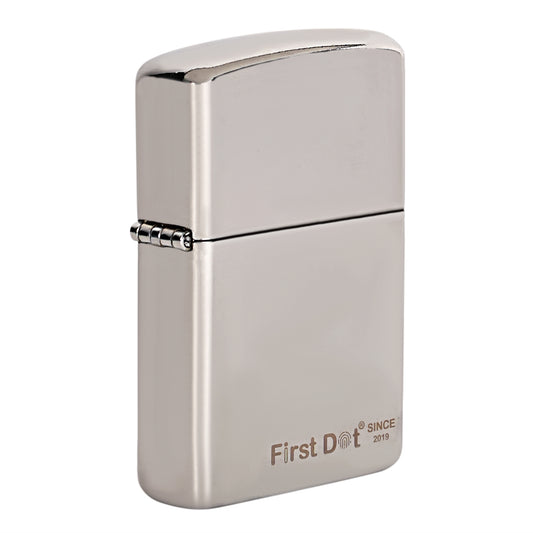 First Dot Classic Plain Street Chrome Silver Luxury Windproof Lighter Gift for Men - Pocket Lighter