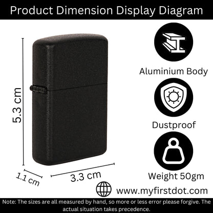 First Dot Matte Black Luxury Windproof Lighter Gift for Men - Pocket Lighter