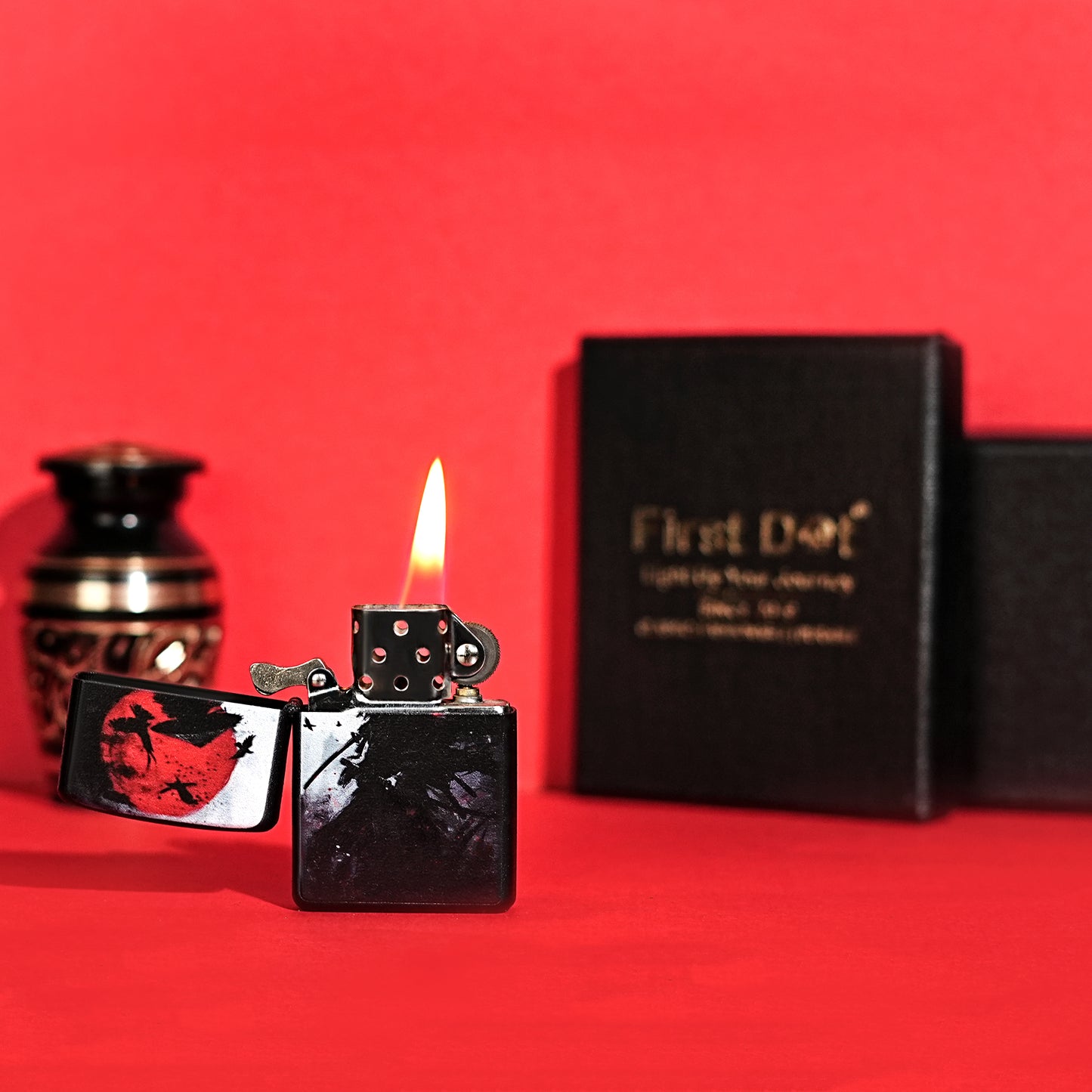 First Dot Samurai Warrior Luxury Windproof Lighter Gift for Men - Pocket Lighter