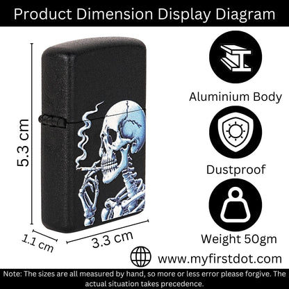 First Dot Smoke Skull Luxury Windproof Lighter Gift for Men - Pocket Lighter