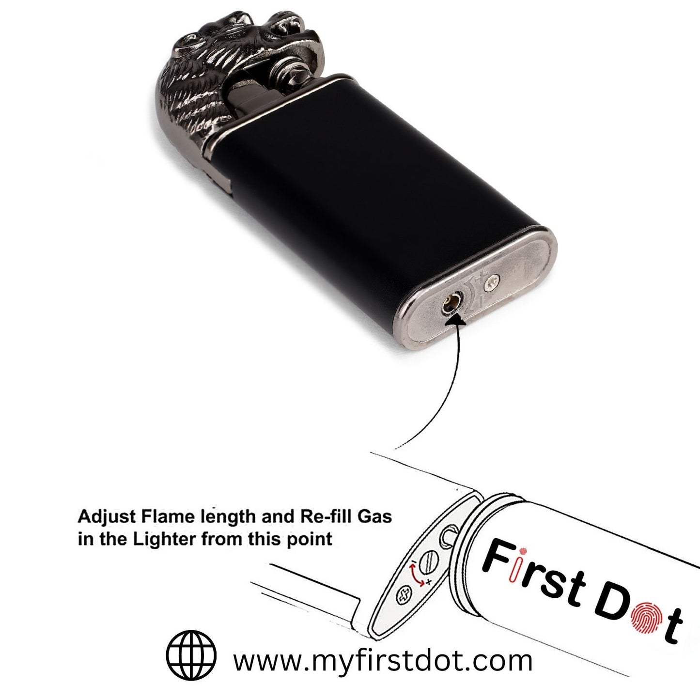 First Dot Double Flame Luxury Windproof Lighter Gift for Men - Pocket Lighter