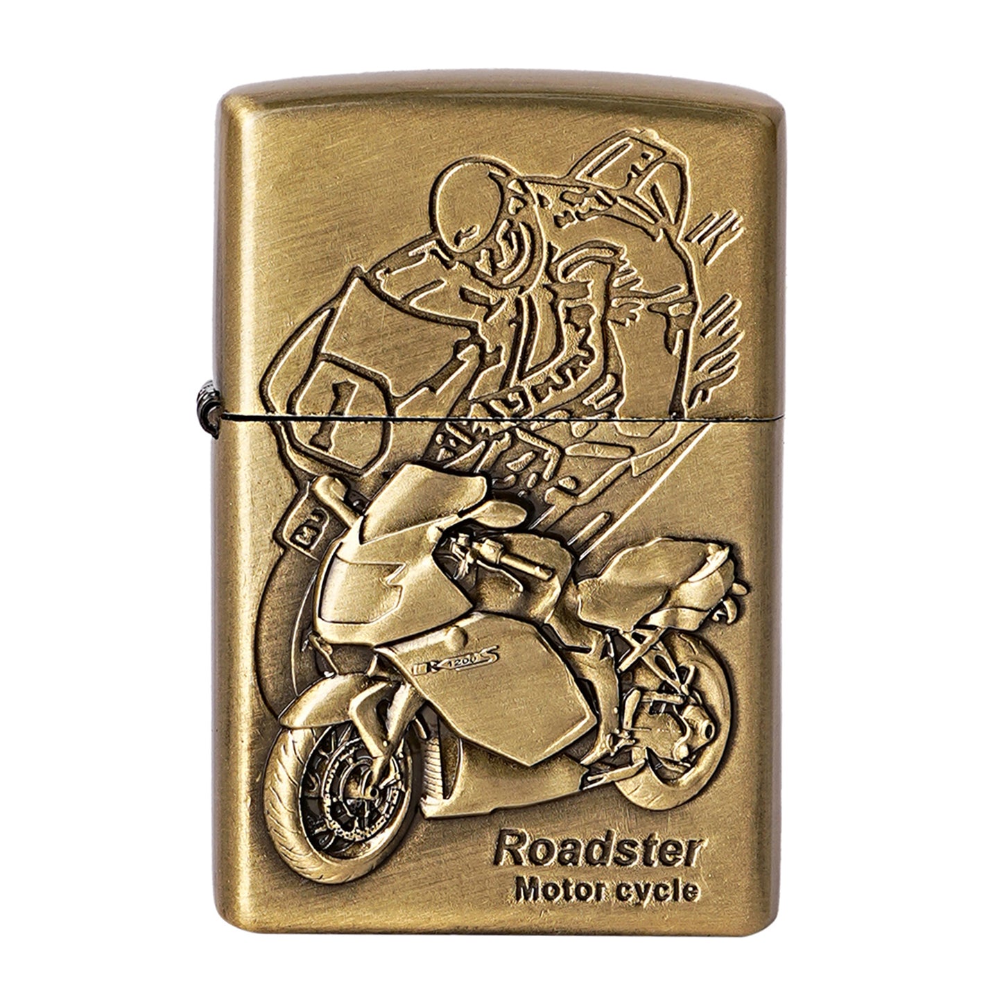 First Dot Roadster Motor Cycle Embossed Luxury Windproof Lighter Gift for Men - Pocket Lighter