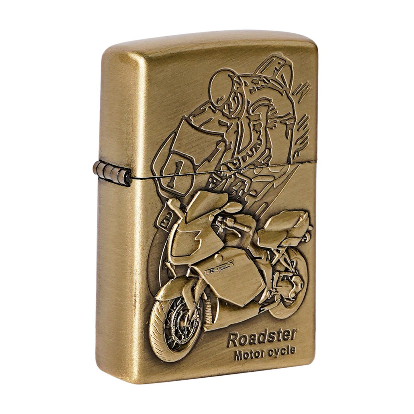 First Dot Roadster Motor Cycle Embossed Luxury Windproof Lighter Gift for Men - Pocket Lighter