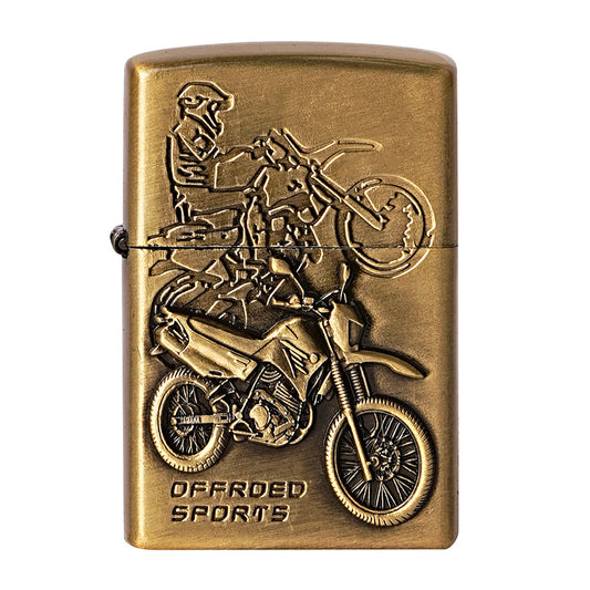 First Dot Off Road Bike Embossed Luxury Windproof Lighter Gift for Men - Pocket Lighter