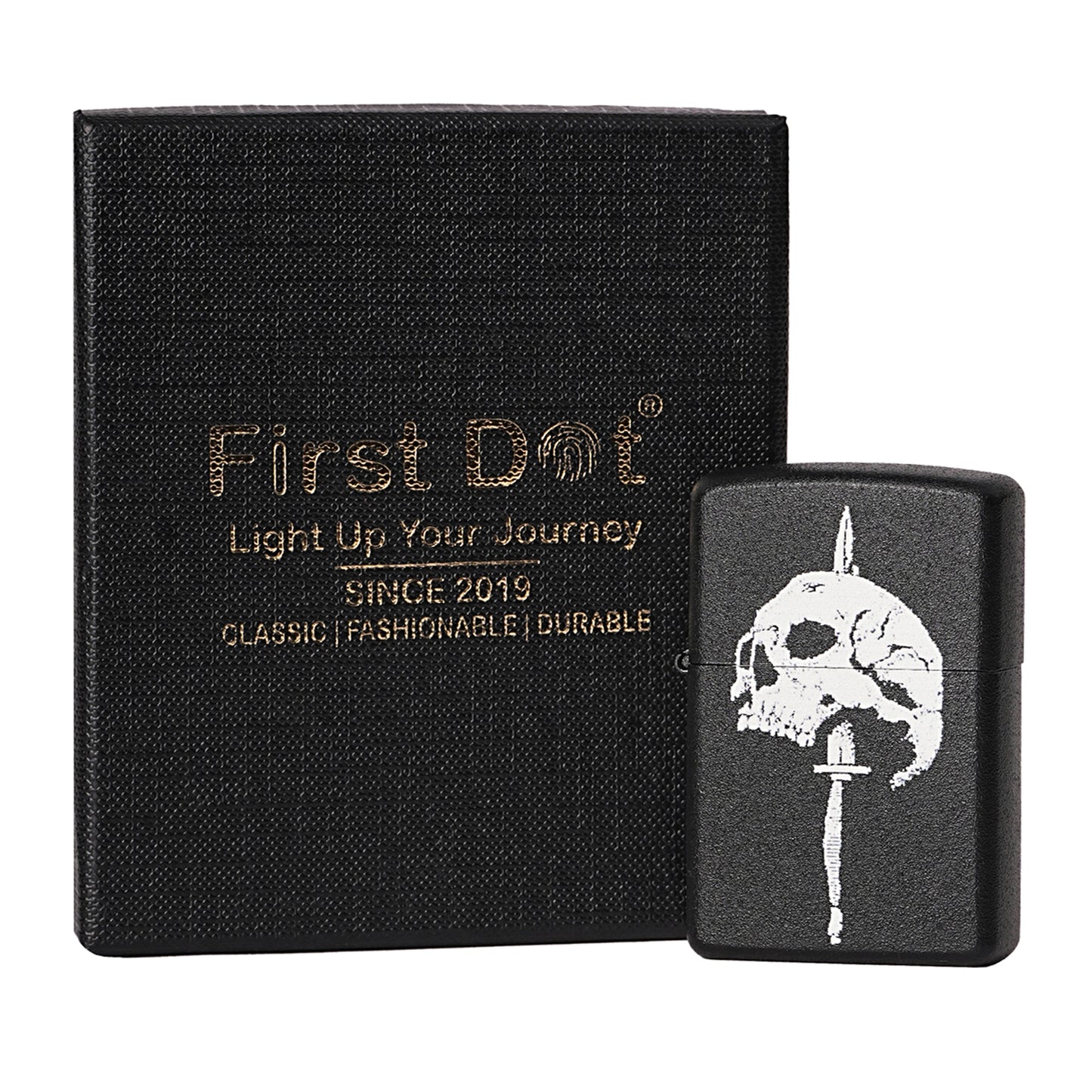 First Dot Skull Sword Luxury Windproof Lighter Gift for Men - Pocket Lighter