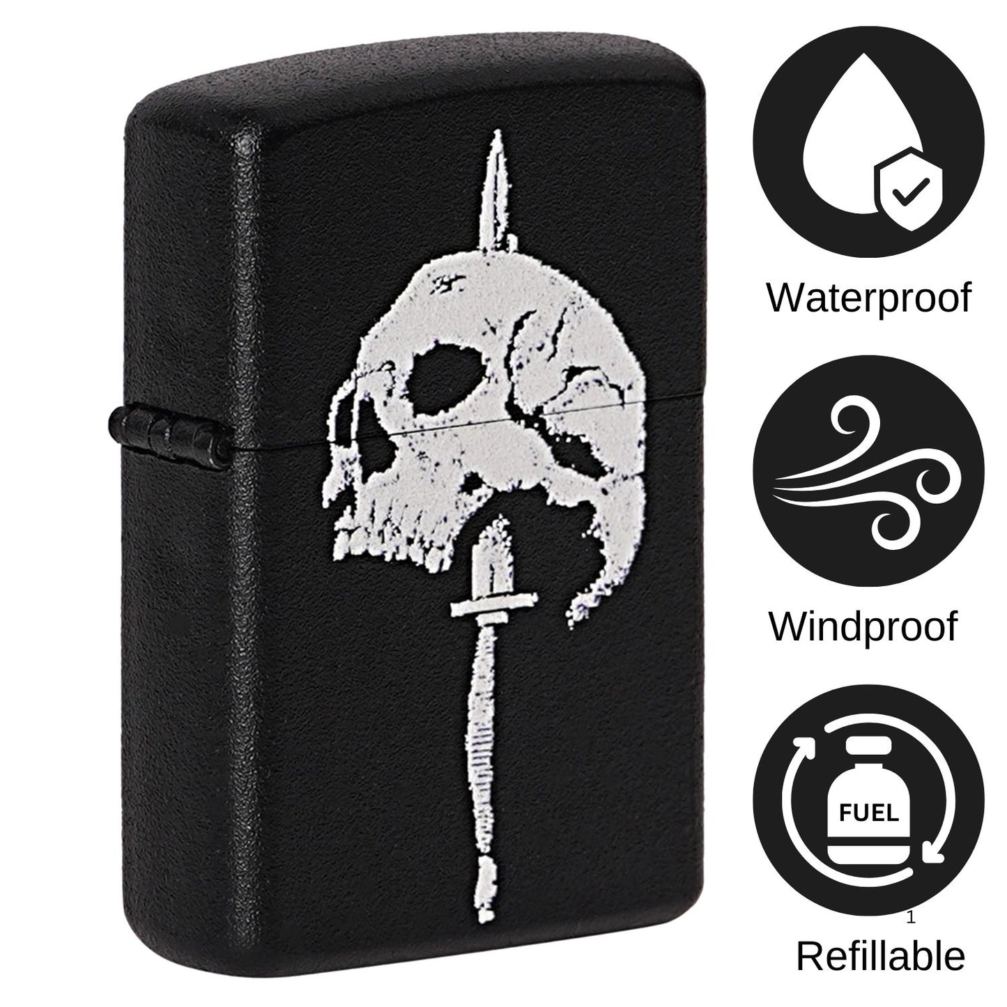 First Dot Skull Sword Luxury Windproof Lighter Gift for Men - Pocket Lighter