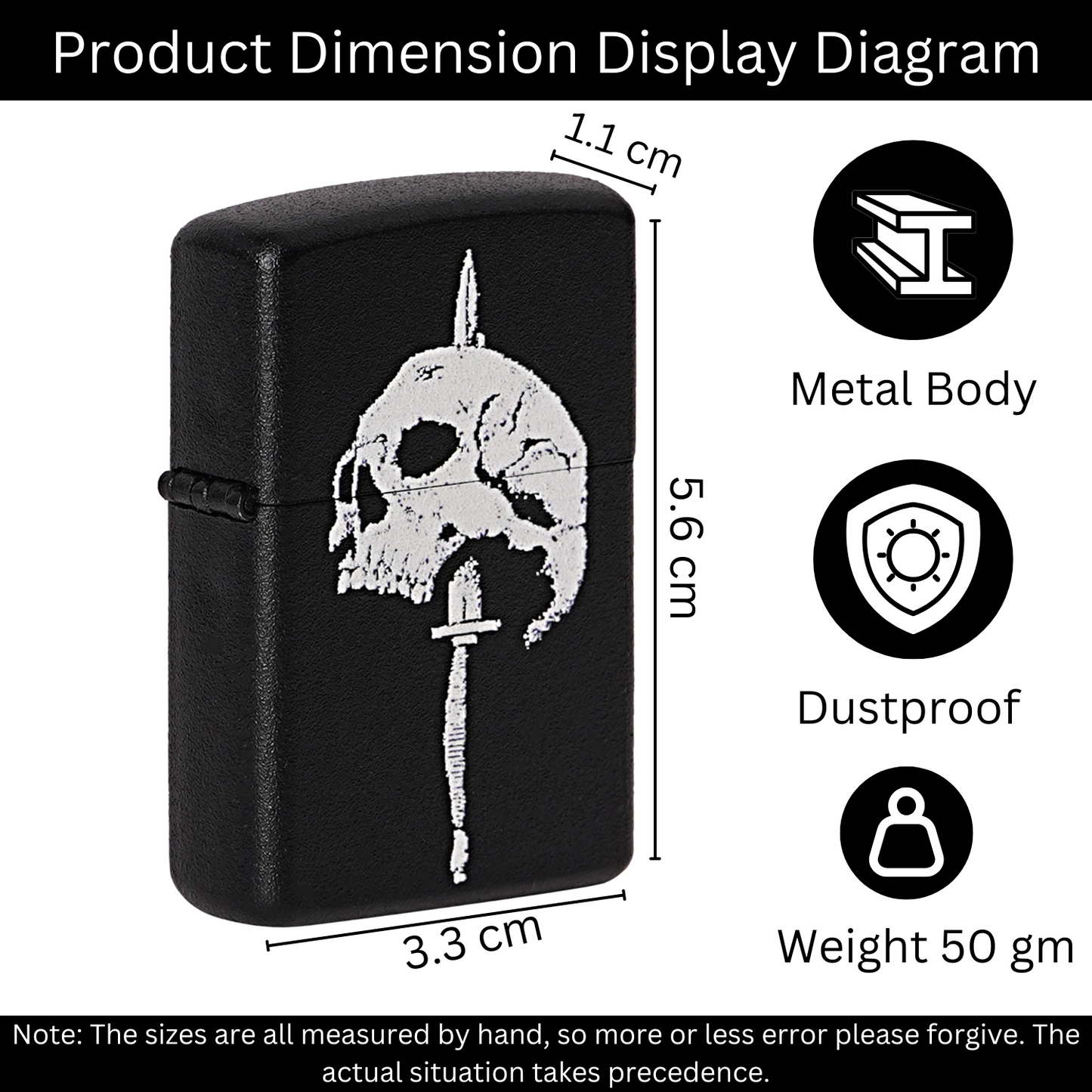 First Dot Skull Sword Luxury Windproof Lighter Gift for Men - Pocket Lighter