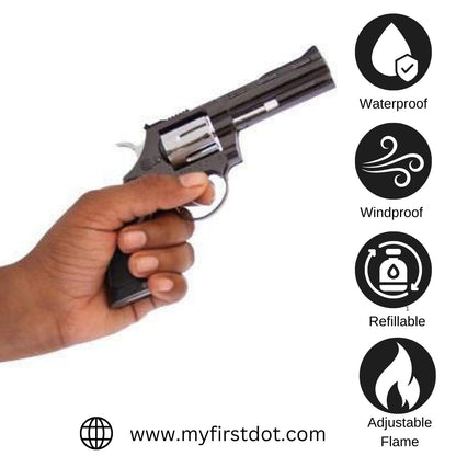 Revolver Pistol Shaped Premium Lighter | Windproof, Refillable, Jet Flame | First Dot