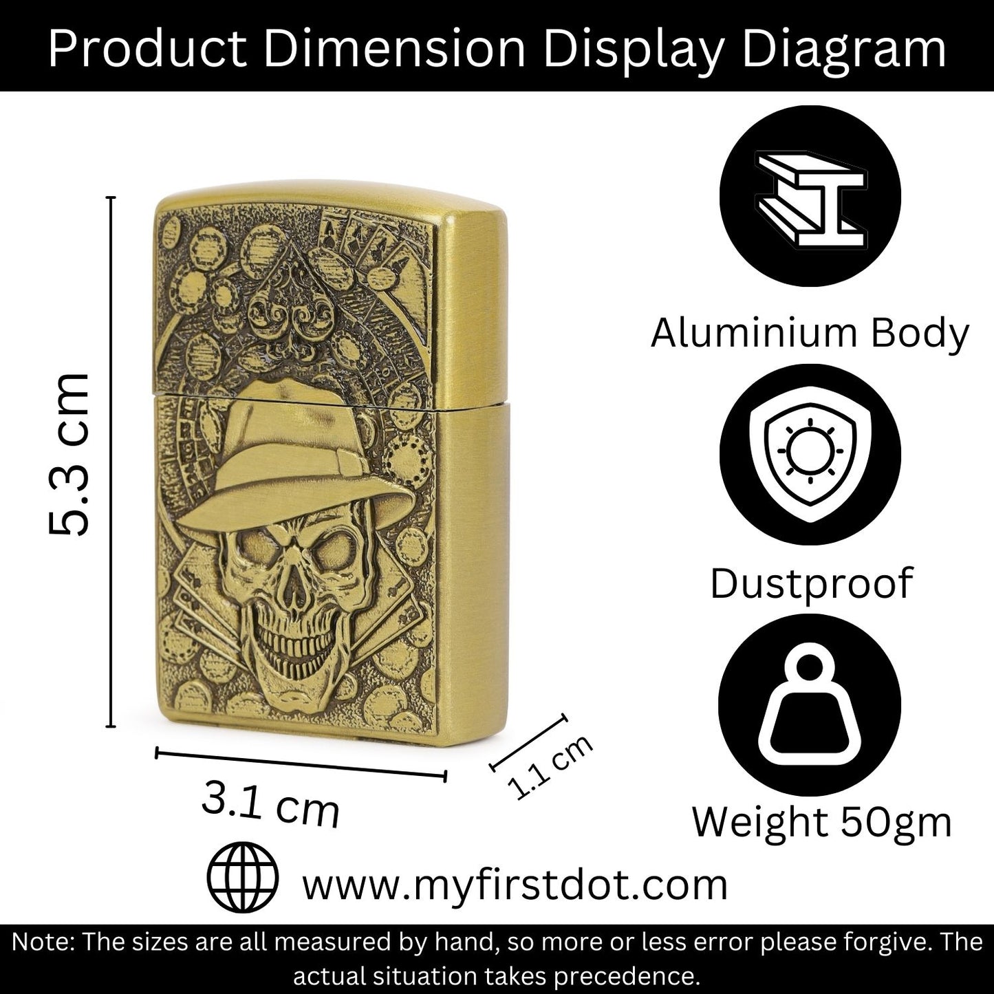 Gambling Skull Luxury Windproof Lighter Gift for Men - Pocket Lighter | First Dot