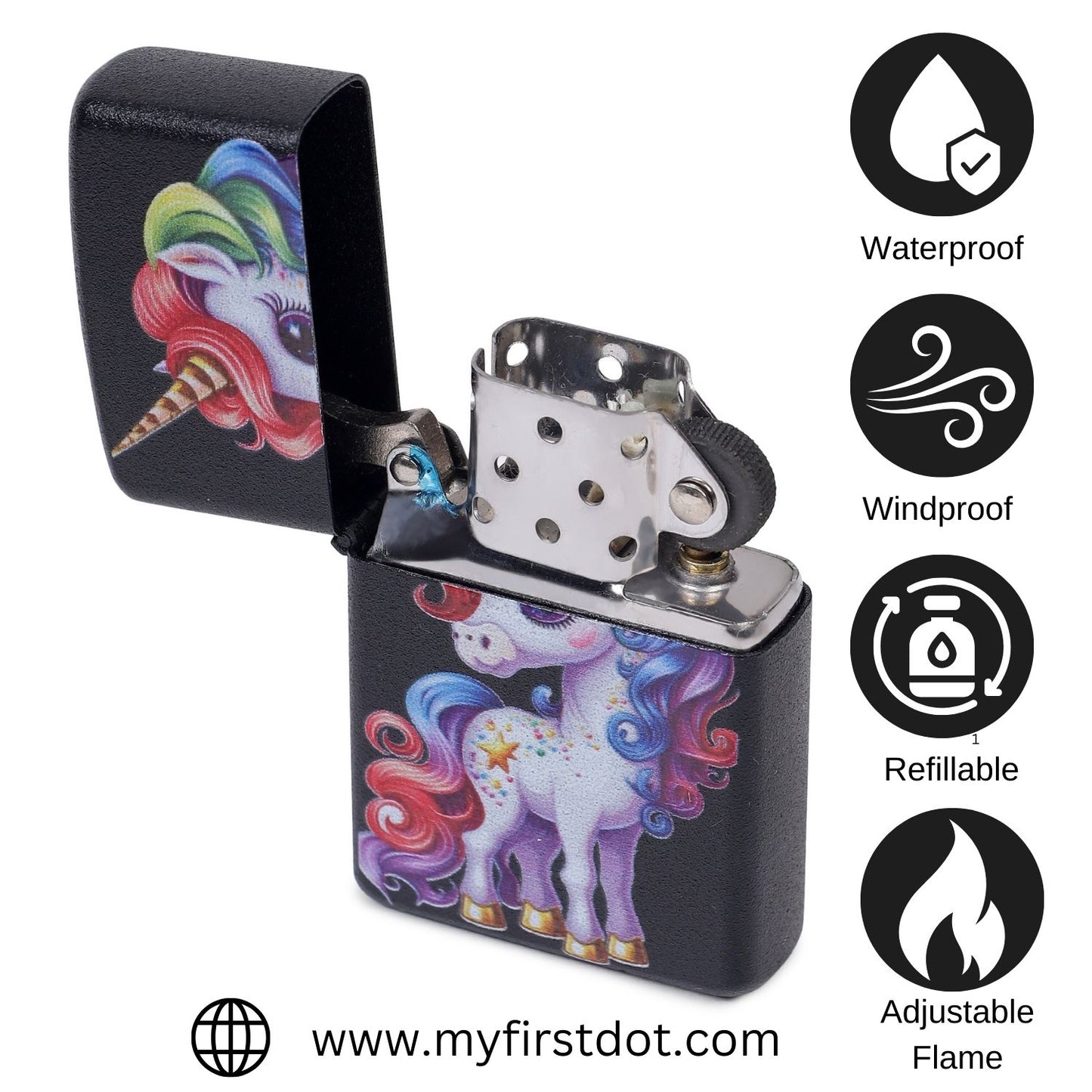 Rainbow Unicorn Windproof Lighter Gift for Men Pocket Lighter | First Dot