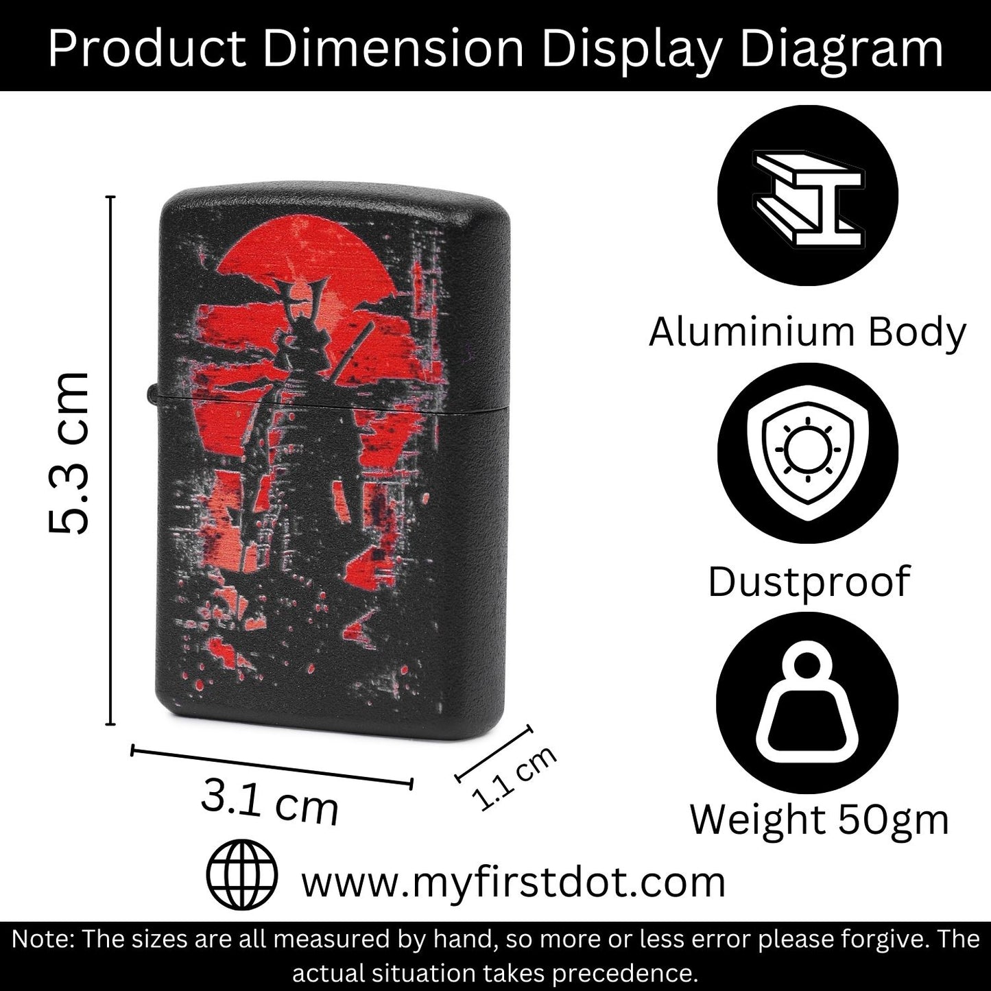 Red Sun Samurai Warrior Windproof Lighter Gift for Men Pocket Lighter | First Dot