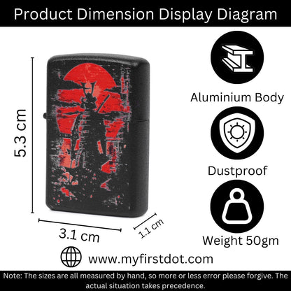 Red Sun Samurai Warrior Windproof Lighter Gift for Men Pocket Lighter | First Dot